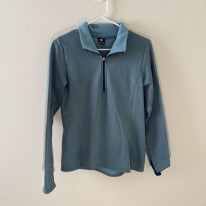 Kerrits Sz Medium Equestrian In Stride Quarter Zip Fleece Pullover Sweater Teal